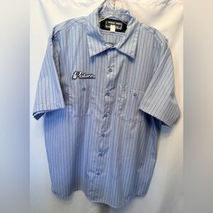 Throttle Threads Polaris Men’s XL Blue Stripe Button Down Work Shirt Shopwear